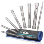 S&R WerkFix Rohrsteckschlüssel set 7-tlg. mit Drehstange : 6/7, 8/9, 10/11, 12/13, 14/15, 16/17, 18/19 mm aus CrV-Stahl in der Rolltasche