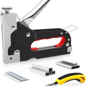 Heftpistole mit Entferner – 3-in-1 Heavy Duty Nagel Stahl Pistole Kit mit 2100 Heftklammern, Polsterhefter für Befestigungsmaterial, Dekoration, Tischlerei, Möbel