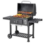 Tarrington House Holzkohlegrill Memphis XL, Ablagetische, Deckel mit Thermometer, fahrbar, Stahl, schwarz