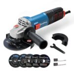DongCheng Winkelschleifer 1100W, 125mm, Leerlaufdrehzahl:11.800min-1, Schnellverschlussabdeckung, Zusatzhandgriff ，mit 2 Schleifscheiben, 2 Fächerschleifscheiben, 2 Trennscheiben