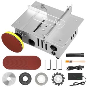 Mini Tischkreissäge mit 4 Klingen, 96W Tischsäge Klein mit 7-Gang-Netzteil Einstellbarer, 0,1-15mm Sägeblatt Höhenverstellbarer, Multifunktionale Table Saw Präzisions Ttischsäge (Stil B)