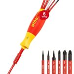 Wiha Schraubendreher Set LiftUp electric 6-tlg. mit verstaubarem Bit Set (38611) I Schraubenzieher Satz mit Bit Magazin aus slimBits für Elektriker, Bithalter, Schlitz/ Kreuzschlitz/ Plusminus