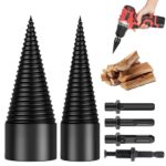 SORAYUXI Holzspalter Schraube Kegel Set, 2x Bohrkegel 32-42mm, 4 Bohrgriffe, Spaltholzkegel, Holzspalterbohrer für Bohrmaschine