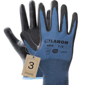 LANON 3 Paar Nitril Arbeitshandschuhe, Mechaniker Handschuhe für Herren Damen, Rutschfester Griff, Hautfreundlich, Atmungsaktive, M/8