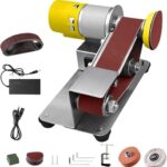 Mini Bandschleifer, Elektrische Polierschleifbandmaschine, 15 Grad Tischschleifmaschine Mit 330 * 30 mm Schleifbänder Geliefert, Schleifscheibe und Polierscheibe Fixierhalterung