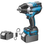 1800N.M Akku Schlagschrauber,1/2 Zoll Bürstenloser Schlagschrauber,Kompatibel mit Makita 18V, Akkuschlagschrauber mit LED-Licht,5Geschwindigkeiten,Impact Wrench für Reifenwechsel (Blau, 1 AKKU)