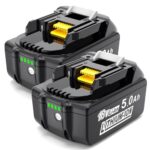 MoeuGreenBattX Ersatzakku für Makita 18v Akku: 2-Stück 5.0Ah Li-ion Original Ersatz Werkzeugakku für makita 18v - Kompatibel mit BL1850B BL1850 BL1860B BL1860 194205-3 LXT-400