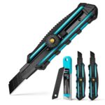 DURATECH 3 Stück Cuttermesser Set 18mm Profi Teppichmesser mit Drehknopf Sicherheitssperre, SK5 Abbrechklinge mit 10 Ersatzklingen, einziehbares Universalmesser für Karton und Papier