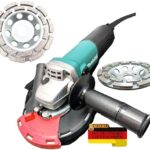 Werkmax Betonschleifer mit Absaugung. Sanierungsfräse 125 Set mit Makita Winkelschleifer, WM Absaughaube, 2x Premium Diamantschleiftopf