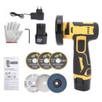 Handgehaltenes Winkelschleifwerkzeug, kabellose Schneid- und Poliermaschine mit 2 wiederaufladbaren Akkus, multifunktionaler MINI-Fliesenschneider mit 6 Scheiben für Ziegel, Holz, Stahl, Stein