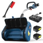 Enhulk 2×20V Akku-Schneefräse, 35cm Arbeitsbreite, 20cm Räumhöhe, Schneeschaufel mit Zusatzhandgriff, 8m Wurfweite, ±30° Verstellbare Wurfrichtung (Inkl. 2x4Ah Akku & 2,2A Doppelladegerät)