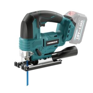 KIESBOHR DIY Akku Stichsäge Kompatibel mit Makita 18V Akku, CSJ001 Bürstenlose Pendelhubstichsäge, 26 mm Hubhöhe, max. 45° Schrägschnitte, 2 Stichsägeblätter (ohne Akku)