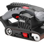 Bosch Home and Garden Bandschleifer 1215 AA (650 W, 76 x 457 mm, automatische Bandzentrierung, +Schleifrahmen, + Staubsauger-Adapter + Staubauffangbehälter), Schwarz/Anthrazit