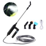 Hojalis Akku Drucksprüher, Drucksprüher Elektrisch, Tragbarer Drucksprüher 7.4V/1A, Gartenspritze Drucksprüher Akku, Elektrischer Gießstab mit 3Düsen, 5M Schlauch, Wiederaufladbare USB, Für Hof,Garten