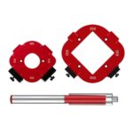 Lonwiner 2 Stück Frässchablone Oberfräse, Fräser für Oberfräse R10-R25 R30-R50 Kantenfräse 5 in 1 Holzplatte DIY Präzise Holzbearbeitung für Profis, Rot