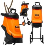 TOP CUT Gartenhäcksler Elektrisch TC-RE2600-BAG 2600W, Aststärke bis 45mm, 45L Fangsack, automatischer Einzug, Überlastschutz, Häcksler Garten mit Rädern, Scheren-Aktenvernichter