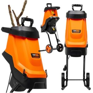 TOP CUT Gartenhäcksler Elektrisch TC-RE2600-BAG 2600W, Aststärke bis 45mm, 45L Fangsack, automatischer Einzug, Überlastschutz, Häcksler Garten mit Rädern, Scheren-Aktenvernichter