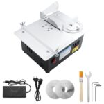 Mini Tischkreissäge 96W, Tragbare Präzisions Tischsäge, 7-Gang-Netzteil, Schnitthöhe 0-20mm, mit 2 Sägeblätter & Sicherheitsklappe, Multifunktional Tischkreissäge für Holzarbeiten