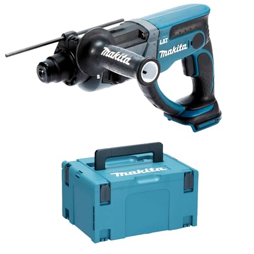Makita Akku-Kombihammer f. SDS+ 18,0V im MAKPAC ohne Akku 1,5 Ah, ohne Ladegerät, DHR202ZJ, Blau, Silber