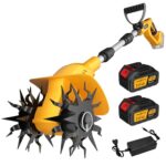 Akku-Gartenfräse, Akku-Bodenhacke, Elektro-Bodenhacke 21V mit 2 x 3,0-Ah-Akkus, 20 cm Fräsbreite, 16 cm Frästiefe, 360 U/min, 40 Rostfreie Zahnräder für Beet, Acker & Landwirtschaft