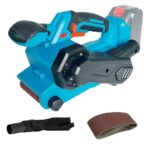 Akku Bandschleifer kompatibel mit Makita 18V Akku,Reiner Kupfermotor Elektrischer Bandschleifer,Tragbarer Handbandschleifer mit 10 Schleifbändern und 1 Staubbeutel zum Schleifen Polieren,Ohne Batterie