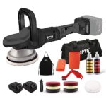SPTA Akku Exzenter Poliermaschine,18V Polierer Akku-Polier- / Akku-Exzenterpolierer mit 8mm Orbit 160-480 OPM mit 125mm Polierschwamm Polierteller, polieren Pad/Wollscheibe 2tlg 4000 mAh Batterie