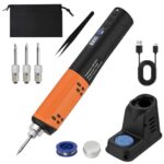 HOMEASY Lötkolben Set LCD Soldering Iron Temperatur Einstellbar 200~450 ℃ 3 Lötspitzen USB Lötset schnelles Aufheizen für Reparaturen Brandmalerei Gravieren Orange