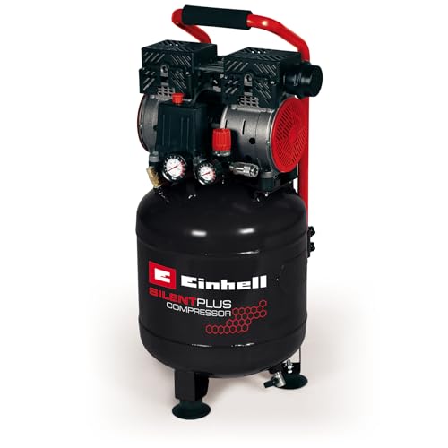 Einhell Kompressor TE-AC 135/24 Silent Plus (750 W., max. 8 bar, 24 l-Tank, 135 l/min Ansaugleistung, Motordrehzahl 1450 min^-1, Manometer, Schnellkupplung, ölfrei)