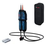 Bosch Professional Spannungsprüfer GVT 1000-15 (Spannungsprüfung bis 1000 V AC/DC, LED-Feedback, Summer, Vibrationsalarm, IP65, eingebaute Taschenlampe, 125 cm Kabel, 2x1,5 V LR03 (AA), Tasche)