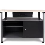 Ondis24 Montagewerkbank Werkbank Klaus 120 cm, Metall, abschließbarer Tür, höhenverstellbare Füße (Arbeitshöhe 85 cm, Schwarz)