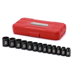 MIXPOWER 13-teiliges Steckschlüssel-Set, 3/8-Zoll-Antrieb, 7 mm bis 19 mm, CR-V, metrisch, 6-kant, flach, 13 Stück, 3/8-Zoll-Dr.-Stecknüsse