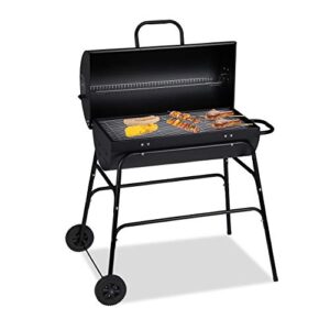 Relaxdays Holzkohlegrill, XXL Grillwagen mit Deckel, verstellbare Belüftung, stabil, HBT: 96,5 x 103 x 64,5 cm, schwarz