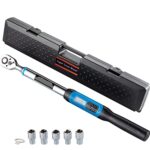 Digitales Drehmomentschlüssel-Kit 1/2-Zoll-Antrieb mit LED & amp;Buzzer Indicator Dual-Direction Ratschenkopf Fahrrad Moto Reparatur Handwerkzeug Für Heimwerker(5-99.5 ft-lbs)