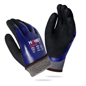 HPHST Arbeitshandschuhe Winter Wasserdicht Thermo Warme Winterhandschuh Montagehandschuhe Grip Winterarbeitshandschuhe Arbeit Doppelbeschichte Nylon Isolierte Handschuhe (Large)