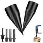 GothicBride Holzspalter Bohrer 42mm + 32mm Holzspalte Set Schraube Kegel mit 4 Bohrgriffe Bohrkegel Holzspalter Wood Splitter Bohrer Set Spaltholzkegel Holzspalterbohre