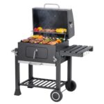 Tarrington House Memphis Holzkohlegrill, Seitenablage, Temperaturanzeige, mit Rädern, grau