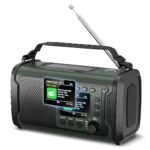 27000mAh DAB+/FM Notfallradio mit Powerbank – Tragbares Solar- & Kurbelradio mit Bluetooth 5.3, SOS, Taschenlampe & Leselicht für Camping & Stromausfall（Armeegrün）