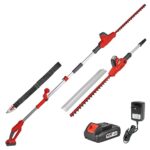 WALTER Akku-Heckenschere 20 V mit abknickbare Teleskopstange, kraftvoll, leichte Handhabung, Verstellbarer Zusatzhandgriff und Tragegurt, 230-300cm, Abstandhalter für präzise Ecken und Kanten