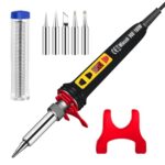 Lötkolben Set 100W LCD, Soldering Iron mit Einstellbar Temperatur 200-600°C Lötkolben mit Ein/Aus Schalter, 15g Lötdraht, 5 Lötspitzen, Lötset für Elektrische Arbeiten-Schwarze