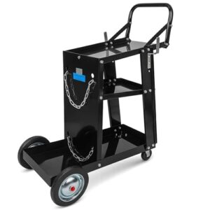 TRUTZHOLM mobiler Schweißwagen 80 kg mit 3 Ablagefächern Werkstattwagen Schweißgerätewagen Flaschenwagen mit Ketten zur SIcherung