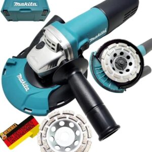 Makita Betonschleifer Set. Sanierungsfräse 1100W Power Set im MakPac Koffer. Mit Absaughaube 191W06-8 + 2x Premium Diamantschleiftopf
