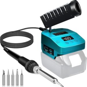 Kabelloser Lötkolben für Makita 18V Akku, Schnelles Aufheizen Lötstation mit LED Digitale Display, Mobilität Soldering Iron mit USB&Type-C für Heimwerker, Gerätereparatur, Drahtschweißen(Ohne Akku)