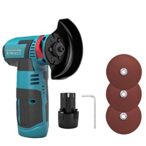 Mini Winkelschleifer, 12VWinkelschleifer Werkzeug,18500rpm, Kabellose Akku-Winkelschleifer mit 3000mAH Akku, 3 Trennscheiben 78MM zum Schneiden, Polieren und Schärfen