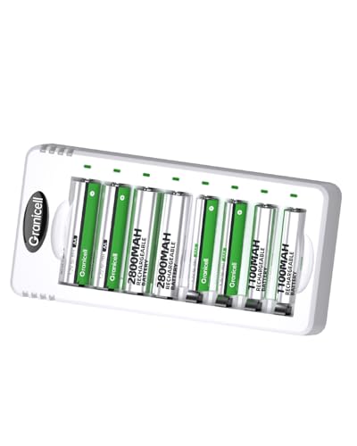 Ladegerät Batterien AAA und AA, AA, 4 x AA 2800mAH und 4 x AAA 1100mah NI-MH Akkubatterien und Batterie Ladegerät für Wiederaufladbare Battery Akkuladegerät Batterie Aufladegerät