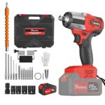 3-in-1 Akku Schlagschrauber 1/2 Zoll mit 6000mAh Akku, 500Nm Bürstenloser Akku Drehschlagschrauber Bohrmaschine Schraubendreher mit 14/17/19/22 Steckschlüssel/Bohrer-Bits/Schraubendreherbitsd