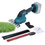 Isheurg Akku Heckenschere Kompatibel mit Makita 18V Akkus, 2-in-1 Strauchschere mit 15cm Grasschere und 20cm Strauchschere Klingen für Garten und Hecken