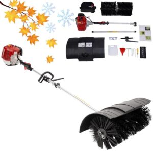 WSIKGHU Schneefräse Benzin Kehrmaschine Benzin Motorbesen 52CC 2 Takt Benzin Kehrbesen für Draußen - Mit Schutzbrille und Schultergurt - Einstellbare Geschwindigkeit - EU Bestand