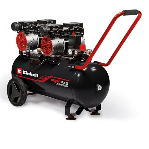 Einhell Kompressor TE-AC 270/50 Silent Plus (1500 W., max. 8 bar, 50 l-Tank, 270 l/min Ansaugleistung, Motordrehzahl 1450 min^-1, Druckminderer, Manometer, ölfrei)