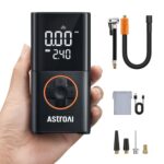 AstroAI Kabelloser Elektrische Luftpumpe, Tragbare Akku Fahrradpumpe mit alle ventile, LED-Licht, Wiederaufladbare Reifenpumpe für Fahrrad, E-Bike, Auto, Motorrad, Bälle, Schwarz