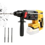 Akku-Bohrhammer für Dewalt 20V, bürstenloser SDS-Plus Elektrischer Bohrhammer mit 4 Funktionen, 360°Hilfsgriff, 3 Bohrer Bits für Beton, Ziegelwand, Metall (KEINE Batterie)